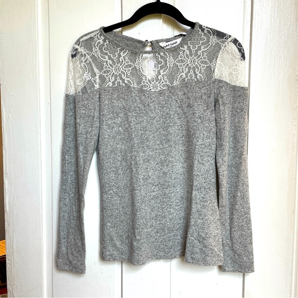 NAF NAF Gray and White Lace Sweater XS - Picture 1 of 11